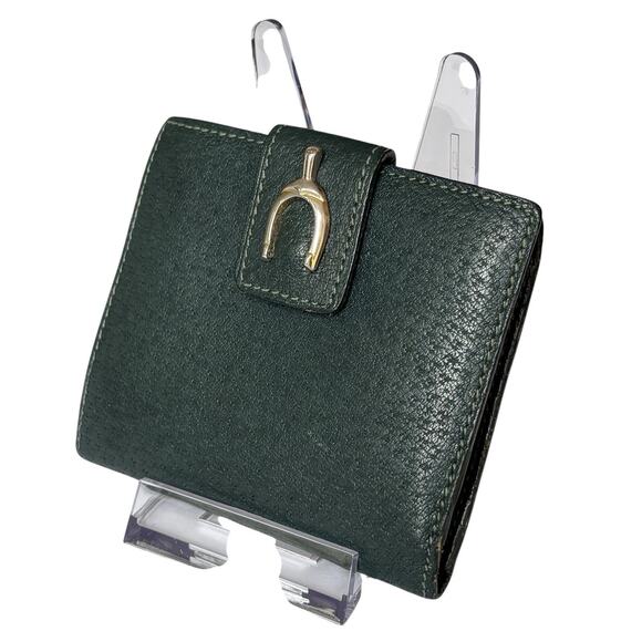GUCCI Bifold Compact Wallet‎ Leather Dark Green Kiss Lock Horsebit - Picture 2 of 16